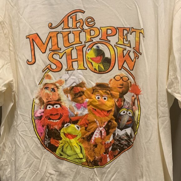 Disney The Muppets Men's Cream The Muppet Show Logo Graphic T-Shirt Size XL EUC - Picture 2 of 4